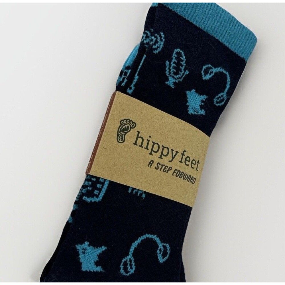 4/$20 Womens Mens Socks Large Blue Teal Turquoise New Minnesota Hippy Feet